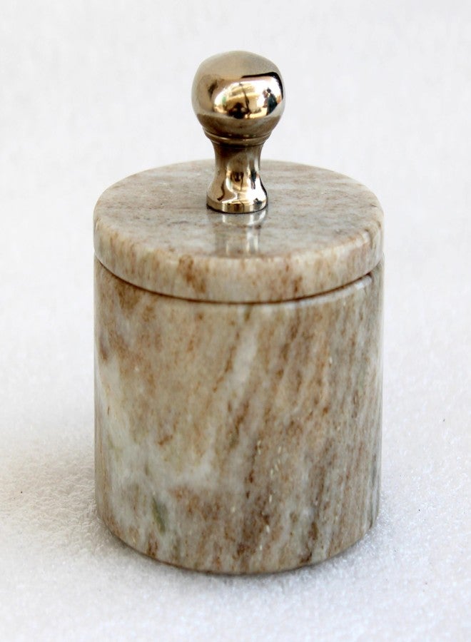KLEO Marble Salt and Spice Holder with Lid | Small Container | Stone Salt Box/Canister for Kitchen and Dining | Saunf Holder (Beige) - Image 3